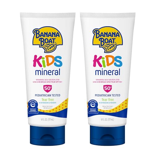 Banana Boat Mineral Kids Sunscreen Lotion SPF 50, 6 Fl Oz (2 Pack)