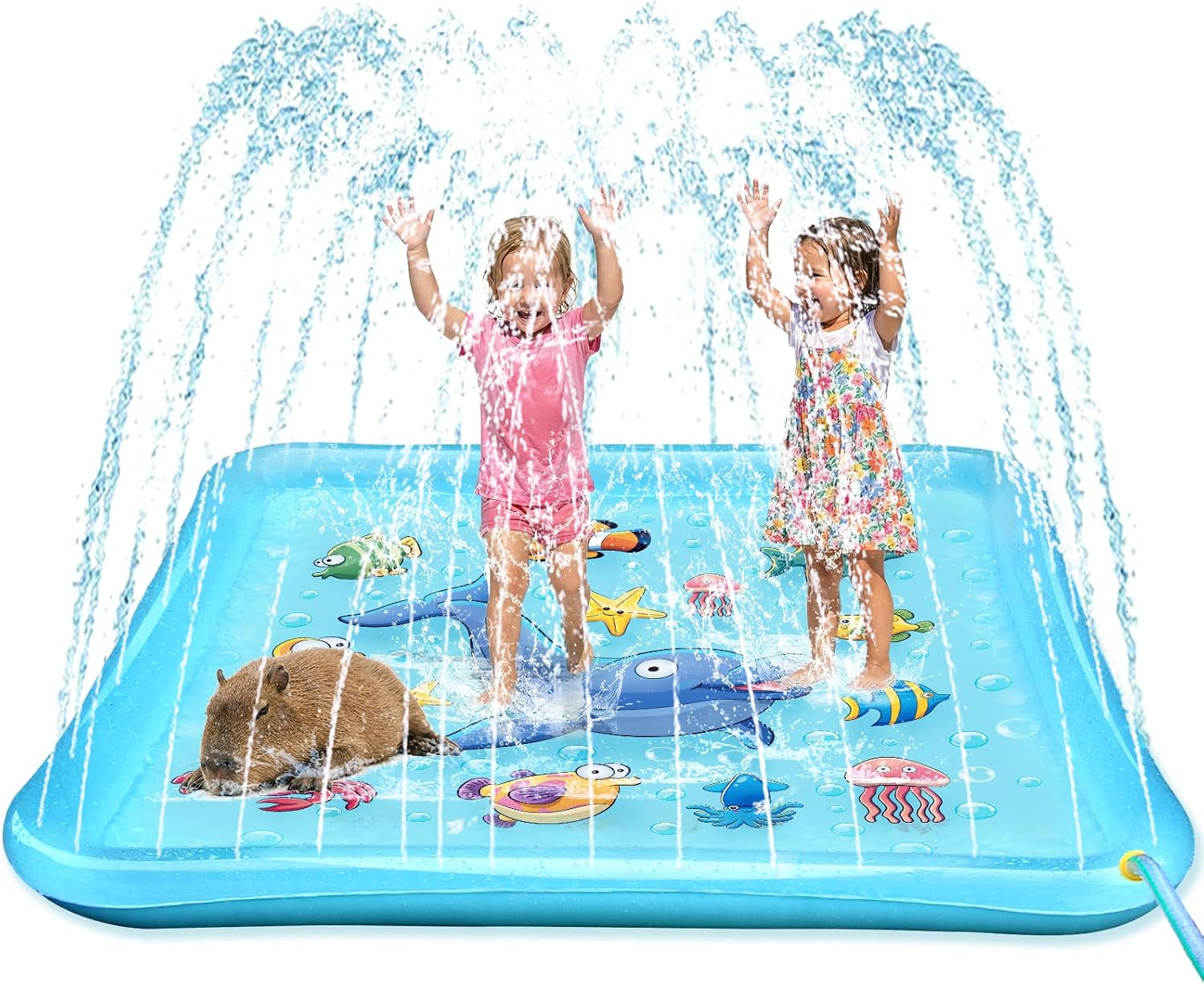 Growsland Splash Pad for Toddlers, Outdoor Sprinkler for Kids, 67" Summer Water Toys Inflatable Wading Baby Pool Fun Gifts for 3 4 5 6 7 8 9 Years Old Boy Girl Backyard Garden Outdoor Games